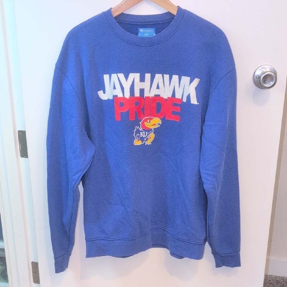 Champion Blue Jayhawk Pride Crewneck Sweater